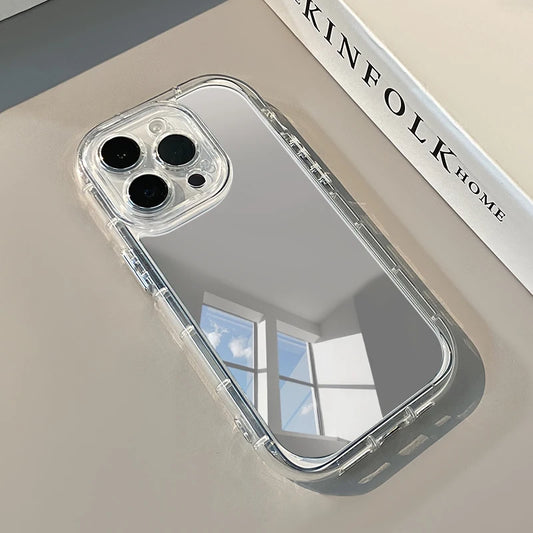 Luxury Fashion Make Up Mirror Phone Case For iPhone 11 12 13 14 15 16 Pro Max Plus XR X XS Hard Acrylic Shockproof Bumper Cover